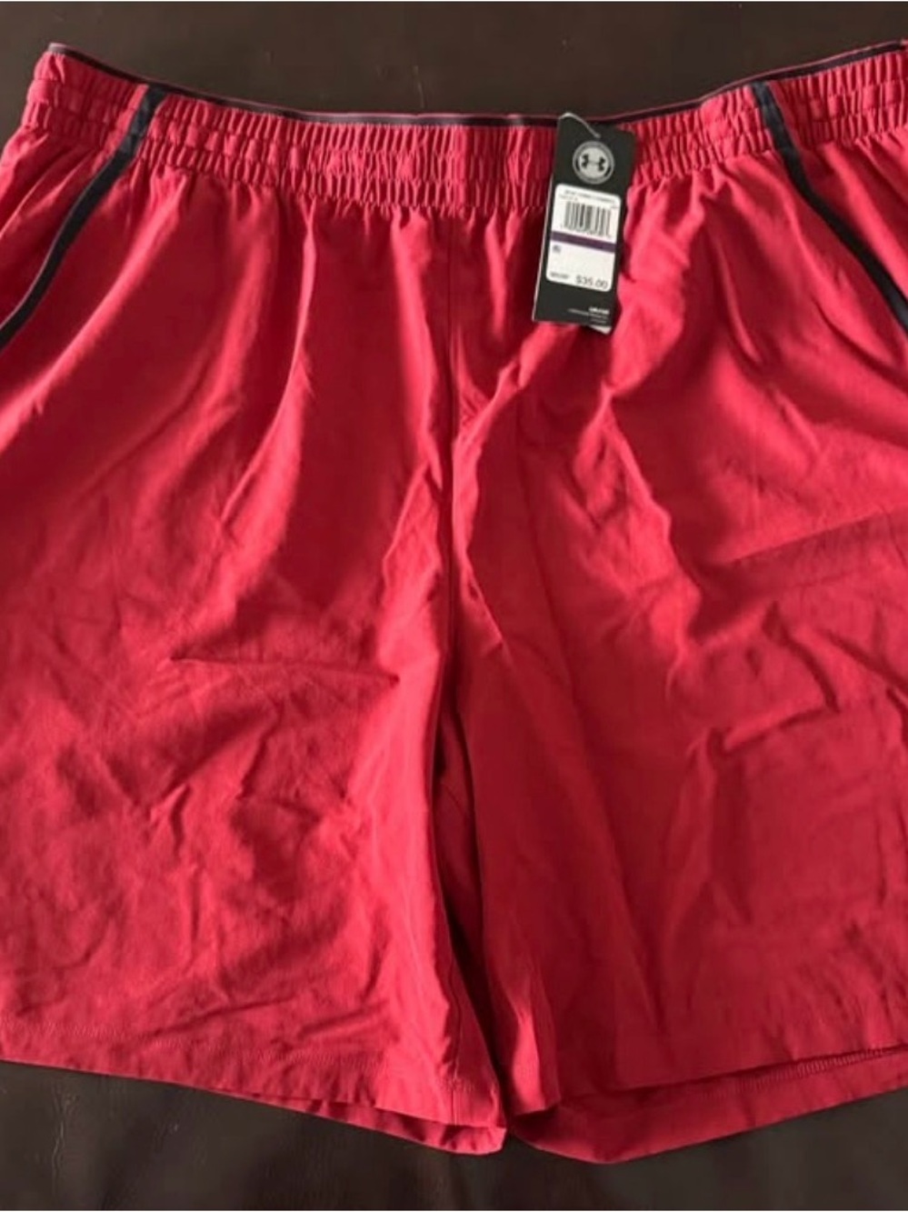 Under Armour Men’s Red Athletic Shorts with Black Trim